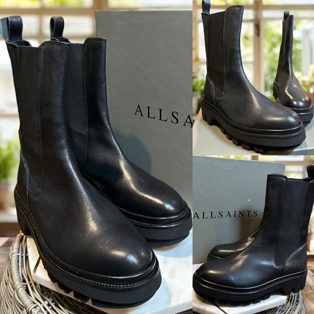 ALLSAINTS BILLIE Leather Lugged Chelsea Combat Boots EU 40 US 10